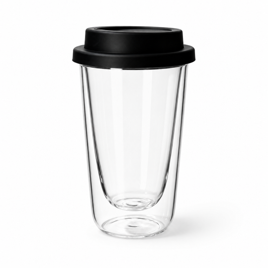 Double-Wall Glass Cup with Silicone Lid