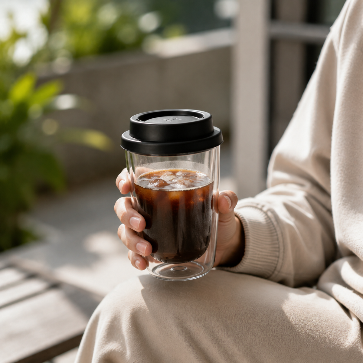 Double-Wall Glass Cup with Silicone Lid