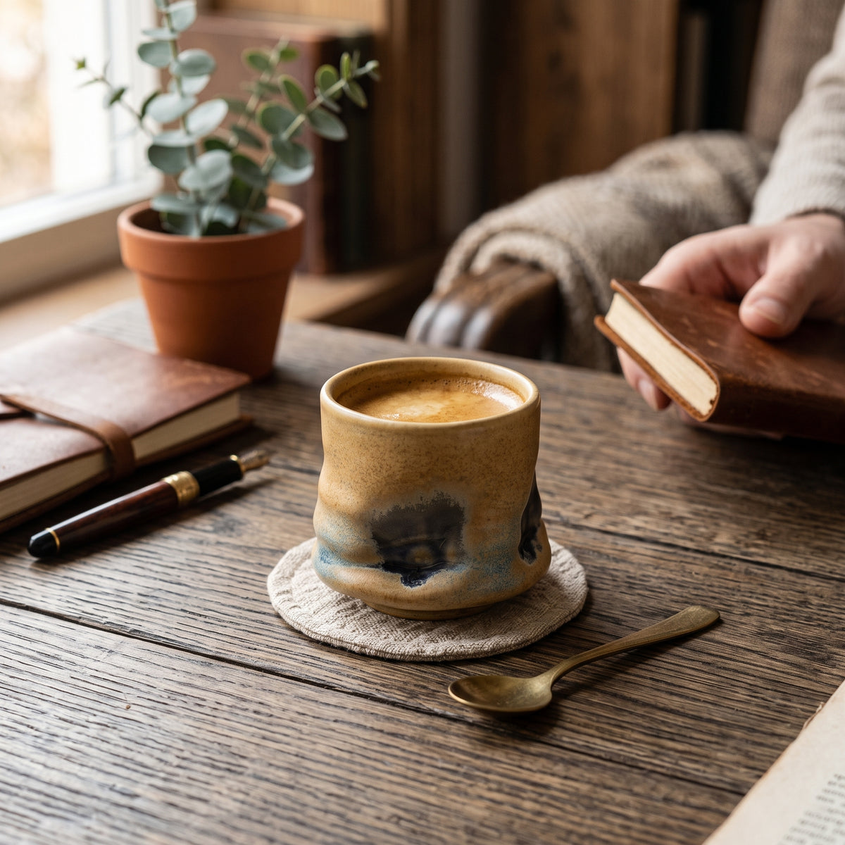 Hand-Shaped Rustic Ceramic Cup