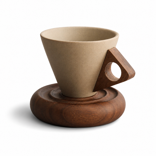 Small Rustic Ceramic Cone Coffee Cup with C-Style Base