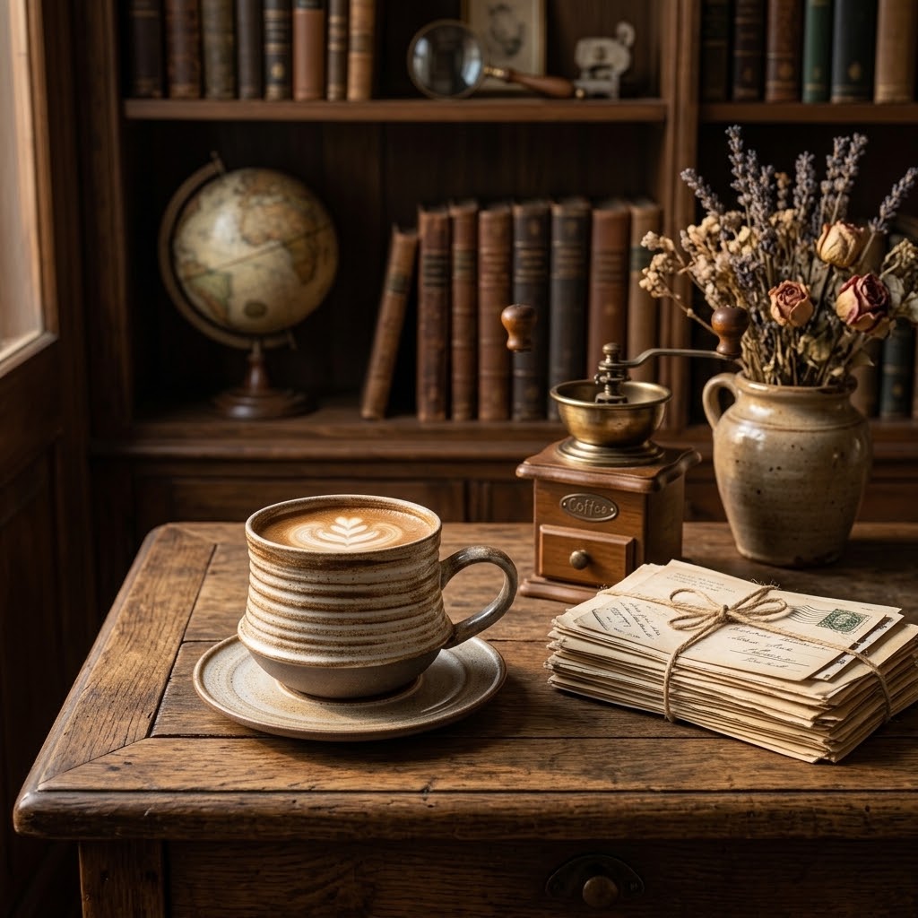 Retro Coarse Pottery Coffee Cup and Saucer Set